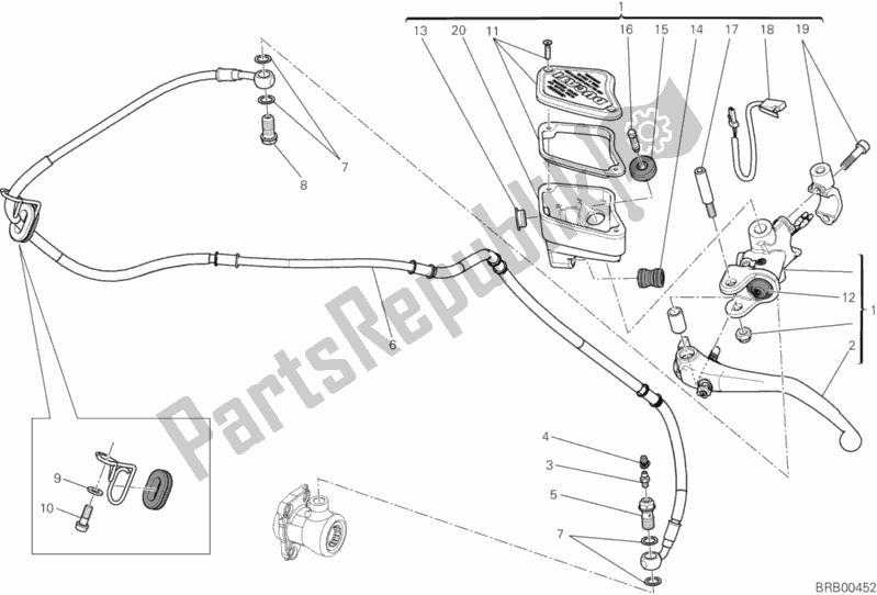 Todas as partes de Cilindro Mestre Da Embreagem do Ducati Diavel Carbon USA 1200 2013